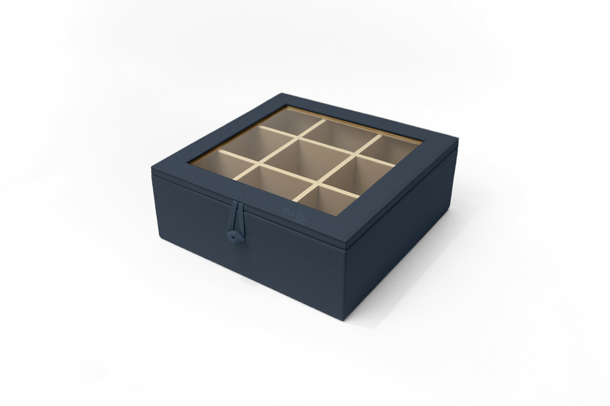 Caja de Té Nudo 9 Tapa de Piel o Con Vidrio