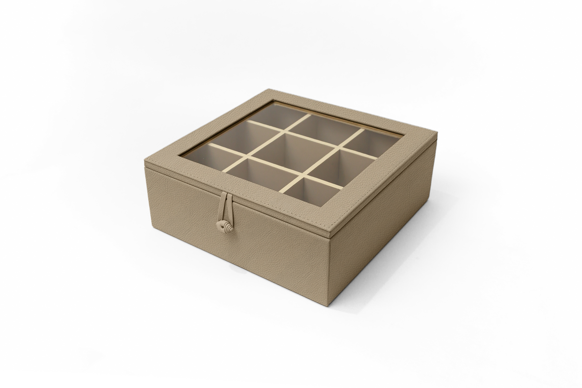 Caja de Té Nudo 9 Tapa de Piel o Con Vidrio