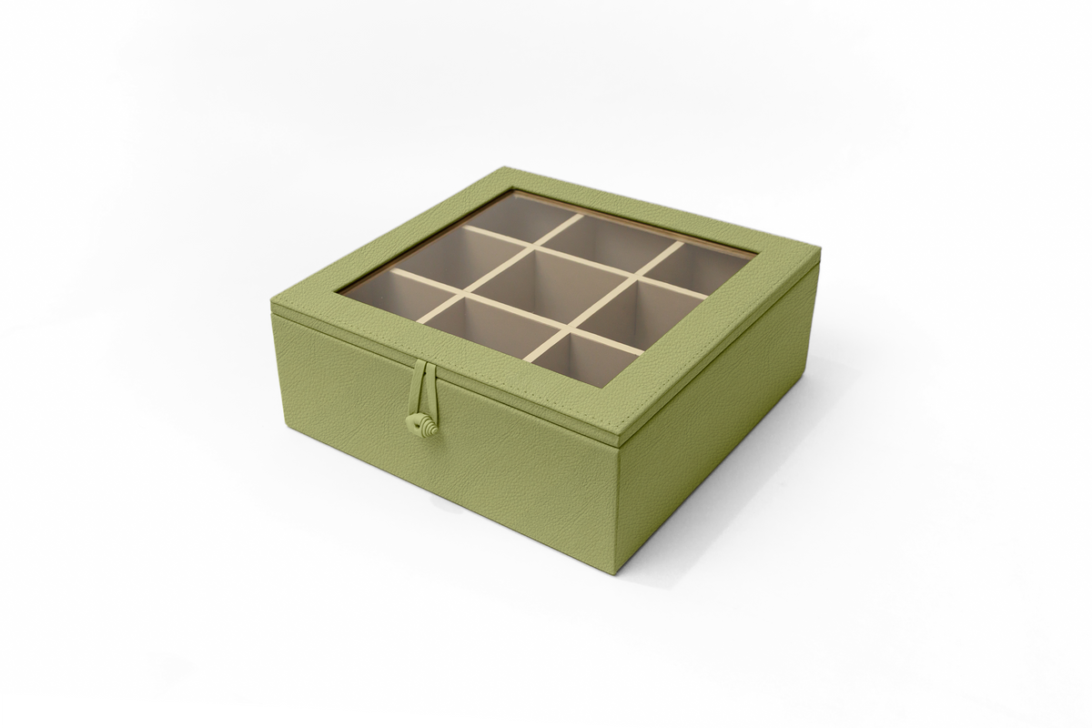 Caja de Té Nudo 9 Tapa de Piel o Con Vidrio