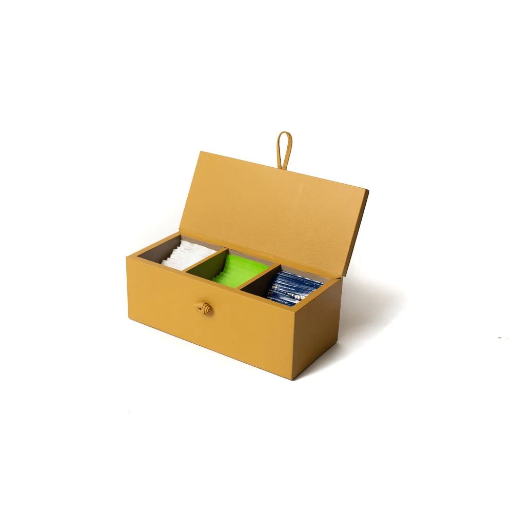 Caja de Té Nudo 3 Div Tapa de Piel o Con Vidrio - Té