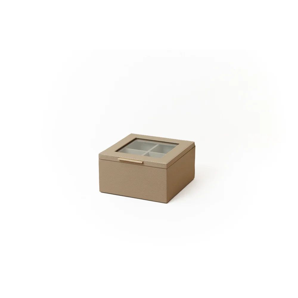 Caja de Té Nudo 4 Div Tapa de Piel o Con Vidrio - Té