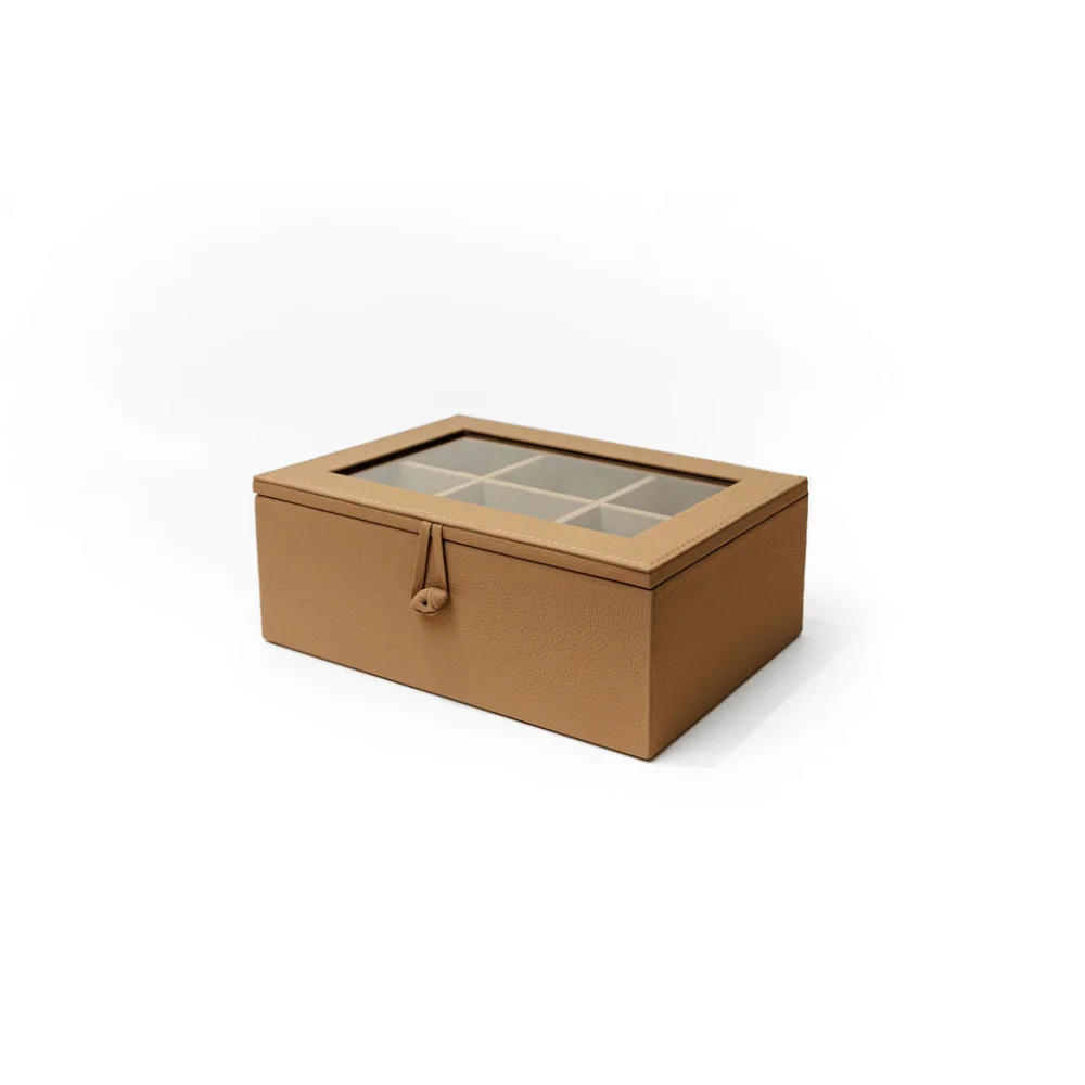 Caja de Té Nudo 6 Div Tapa de Piel o Con Vidrio - Té