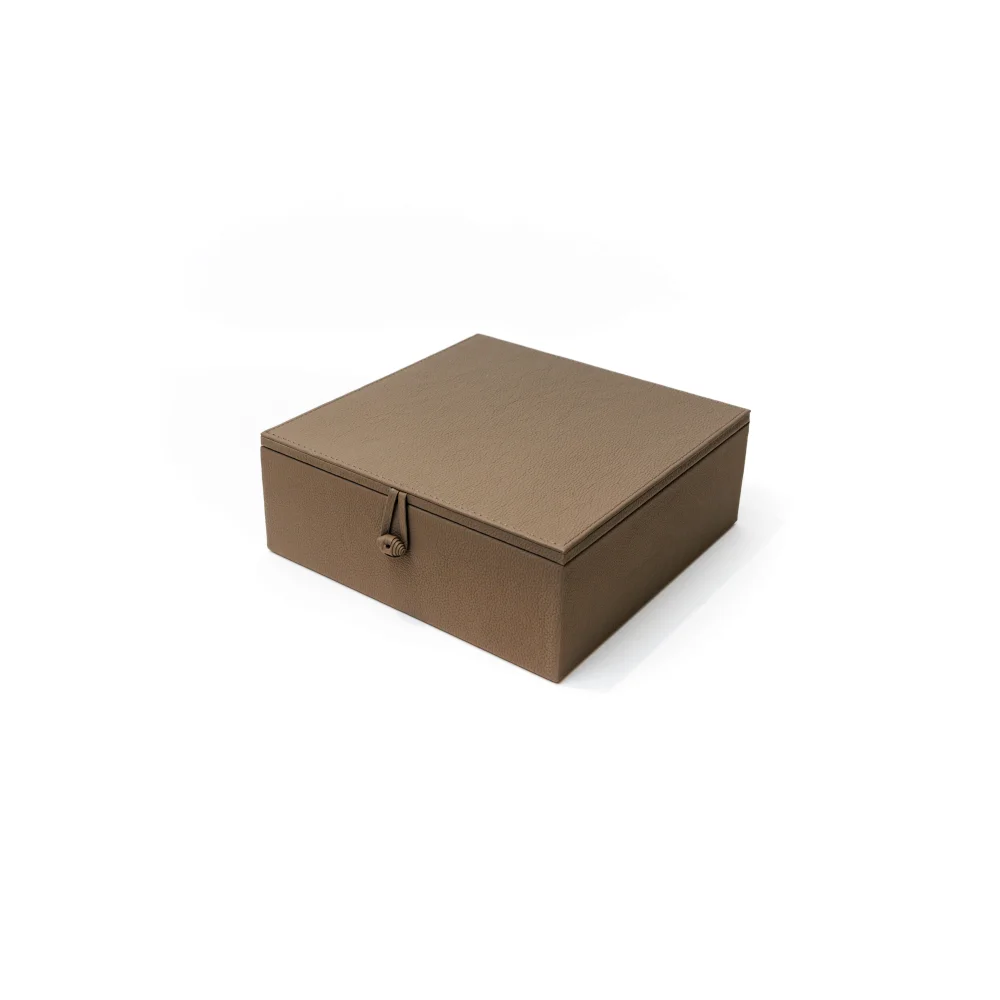Caja de Té Nudo 9 Tapa de Piel o Con Vidrio Piel / Taupe Té