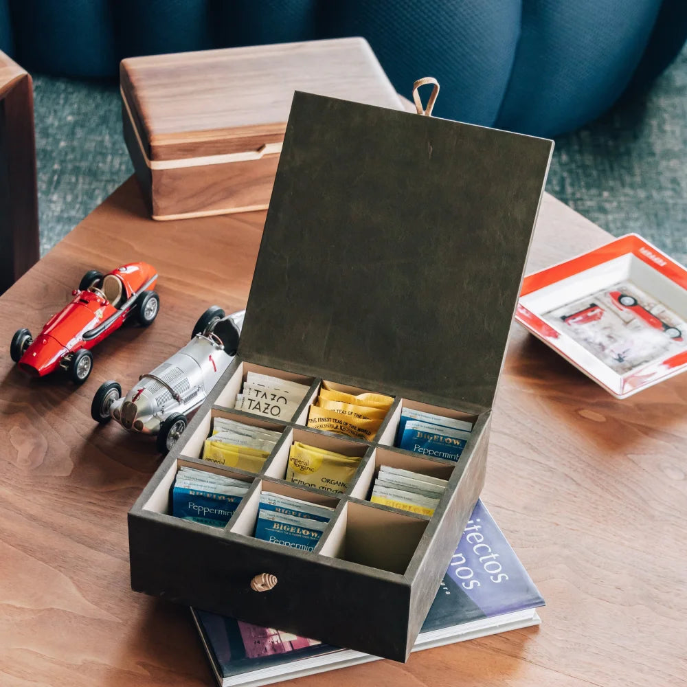 Caja de Té Nudo 9 Tapa de Piel o Con Vidrio - Té