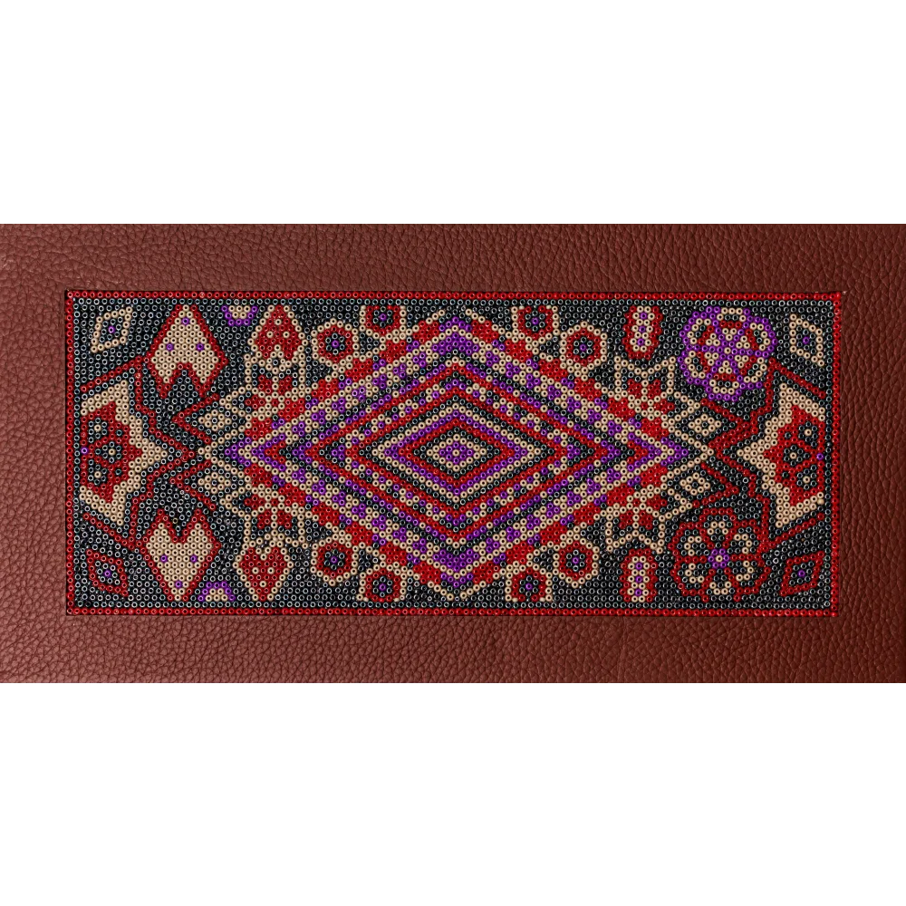 Caja Rectangular Grande con Huichol - Vino