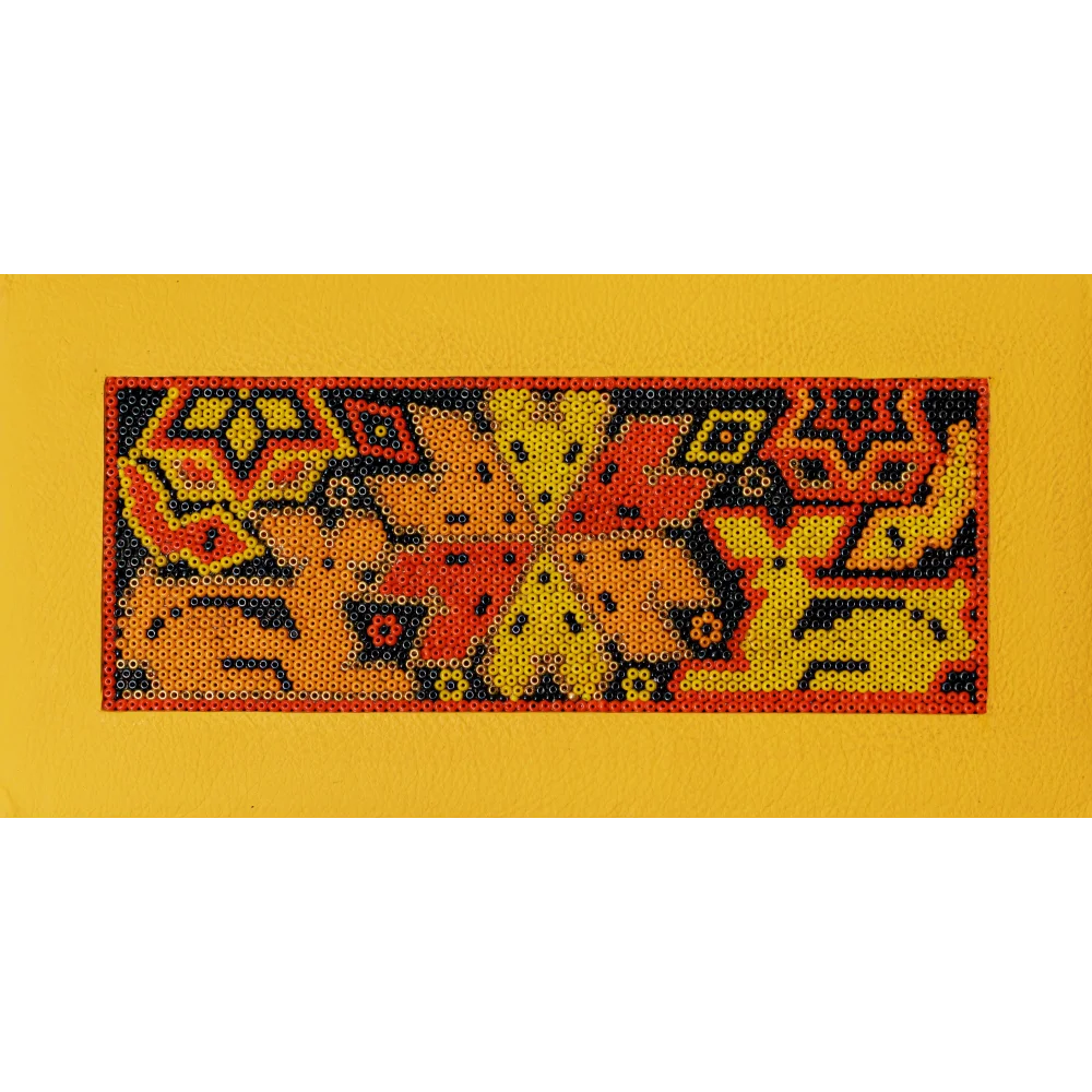 Caja Rectangular Mediana con Huichol - Amarillo Canario