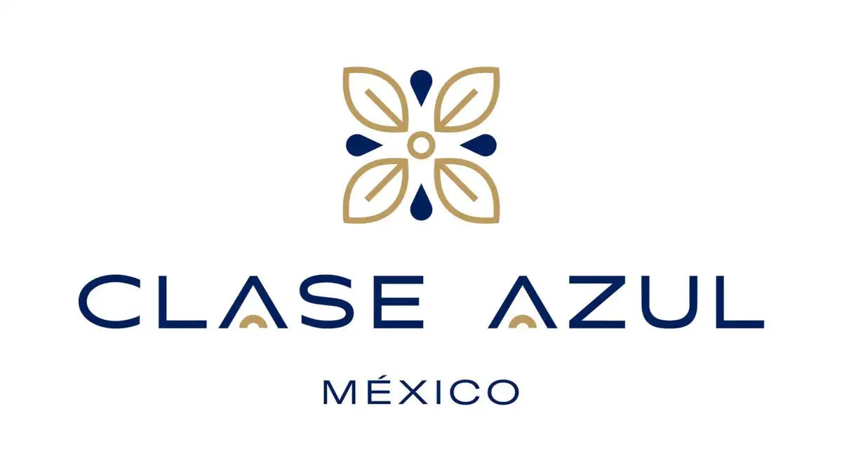 Logotipo en forma de flor azul y dorado para clase azul méxico.