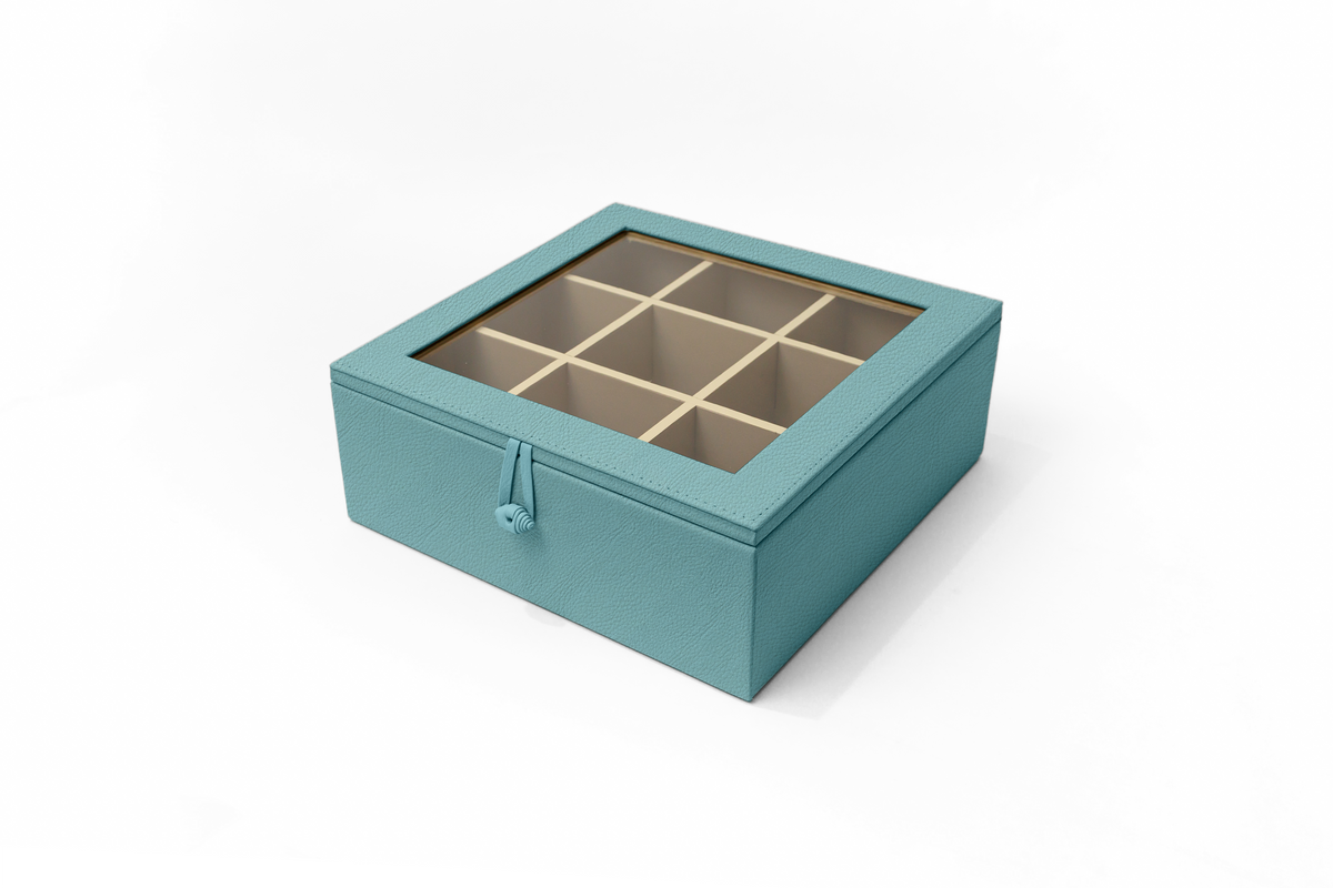 Caja de Té Nudo 9 Tapa de Piel o Con Vidrio