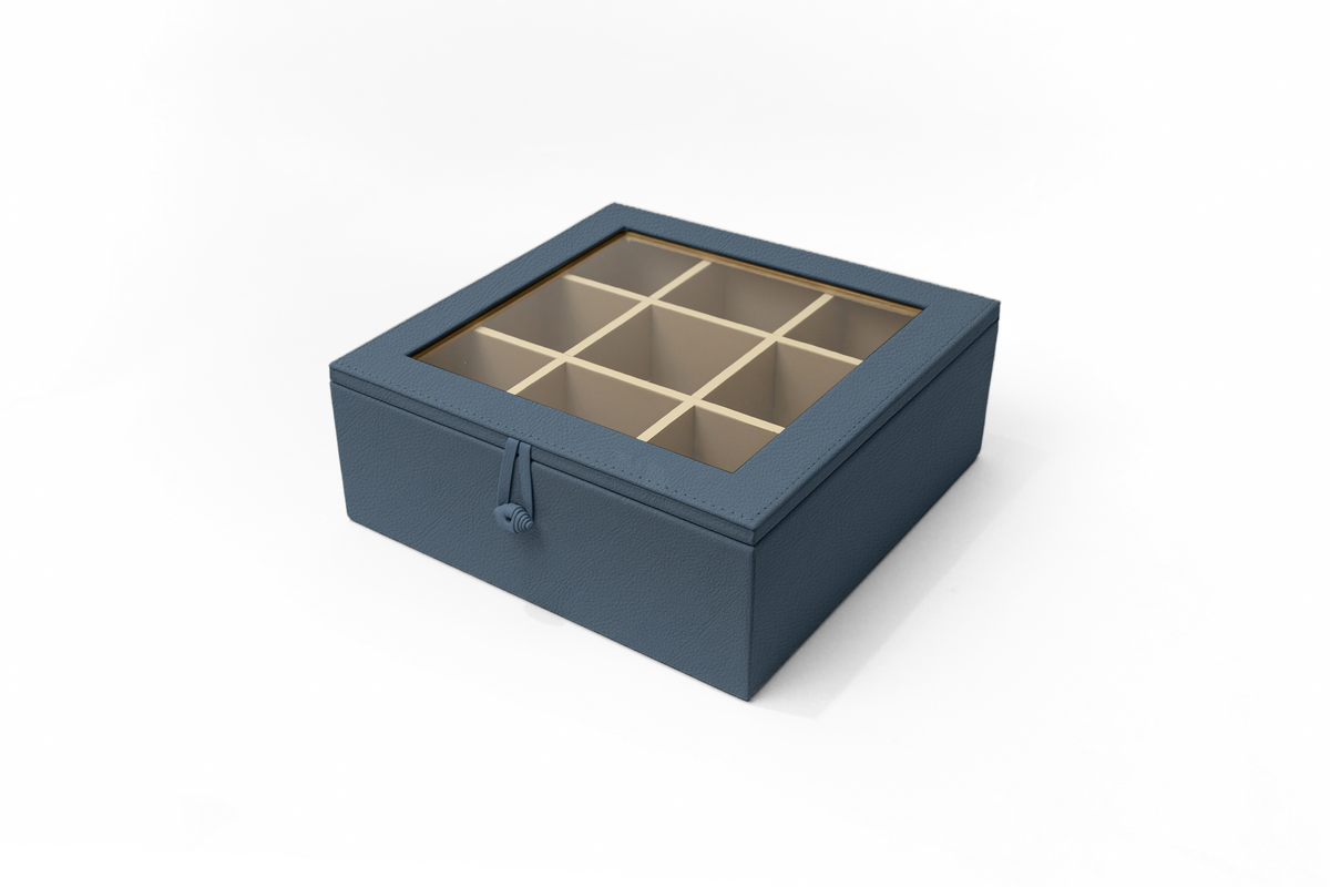 Caja de Té Nudo 9 Tapa de Piel o Con Vidrio