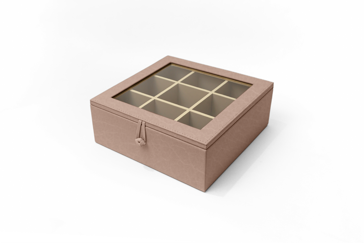 Caja de Té Nudo 9 Tapa de Piel o Con Vidrio