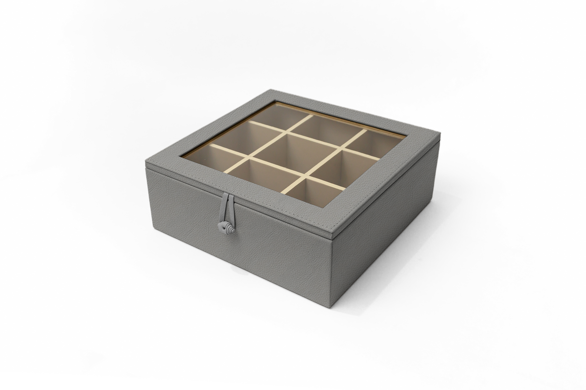 Caja de Té Nudo 9 Tapa de Piel o Con Vidrio