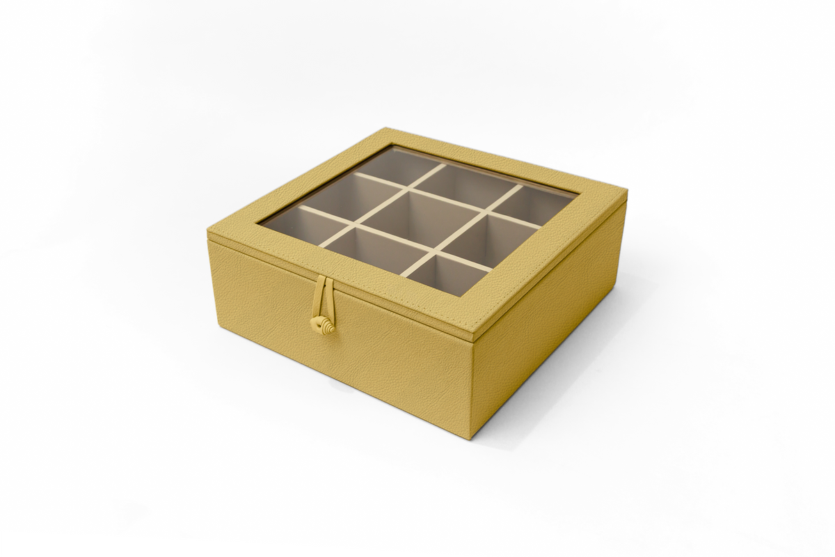 Caja de Té Nudo 9 Tapa de Piel o Con Vidrio