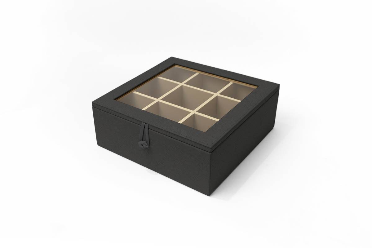 Caja de Té Nudo 9 Tapa de Piel o Con Vidrio