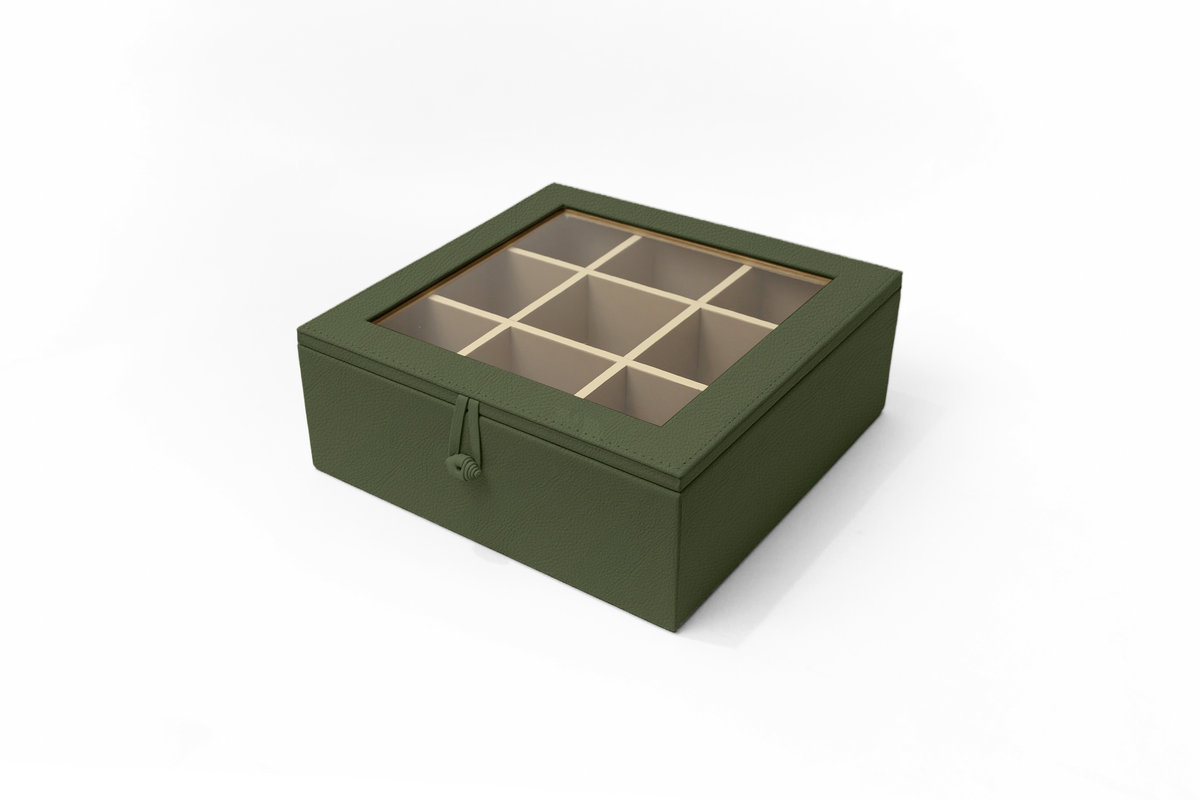 Caja de Té Nudo 9 Tapa de Piel o Con Vidrio