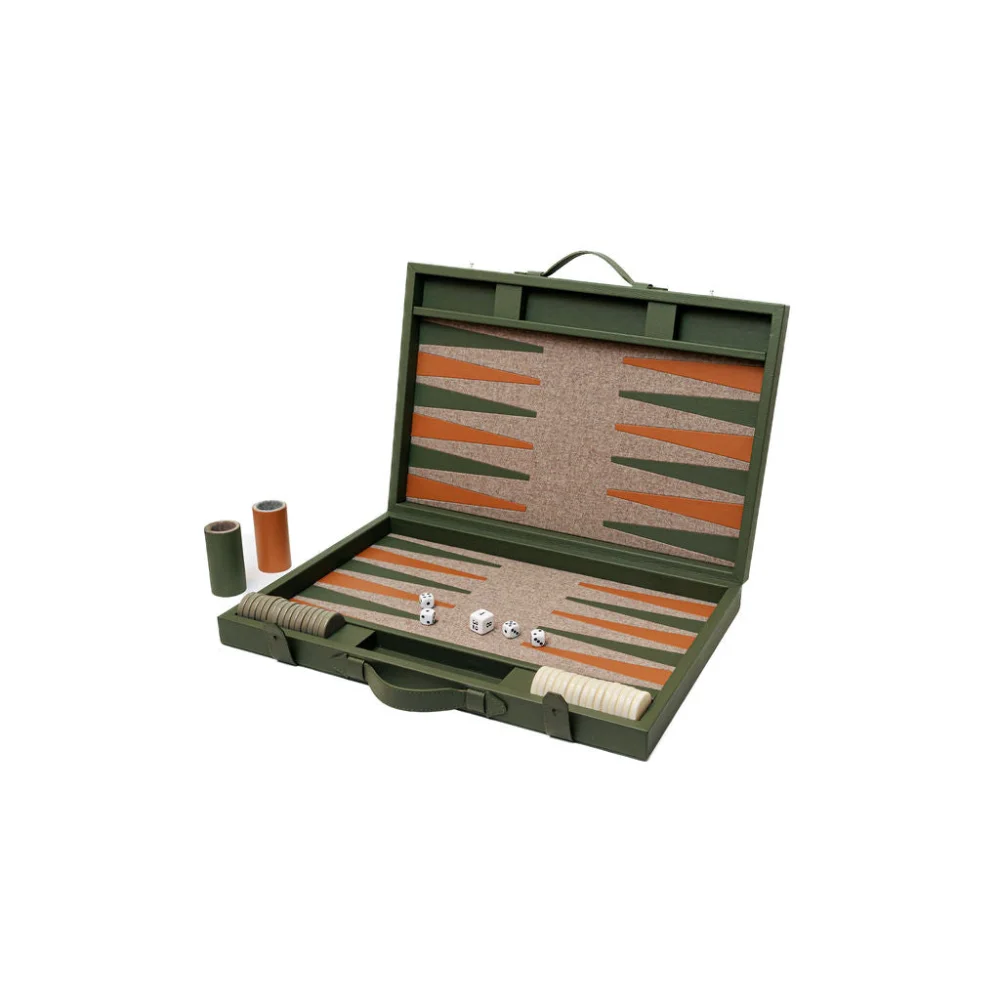 Backgammon Grande - Verde Olivo - Juegos