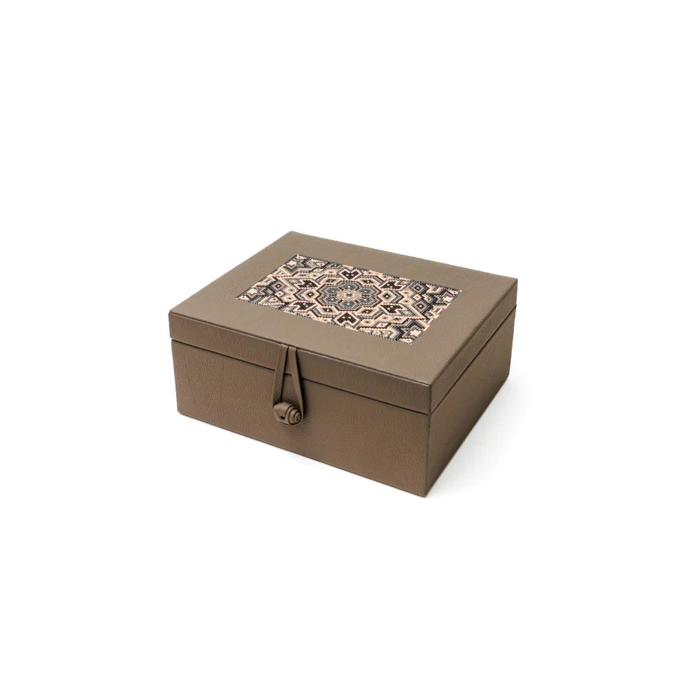 Caja de Té Nudo 6 Div con Huichol - Huichol / Taupe - Té