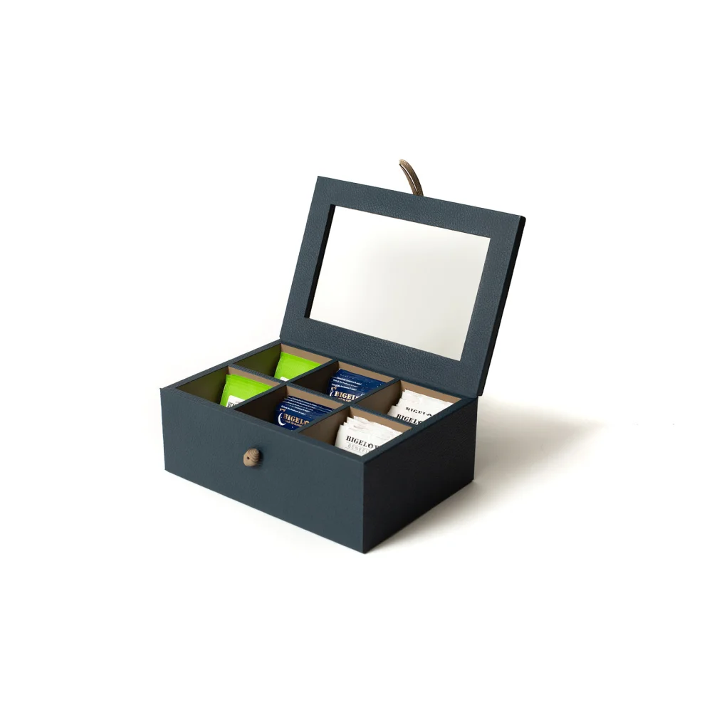 Caja de Té Nudo 6 Div Tapa de Piel o Con Vidrio - Té