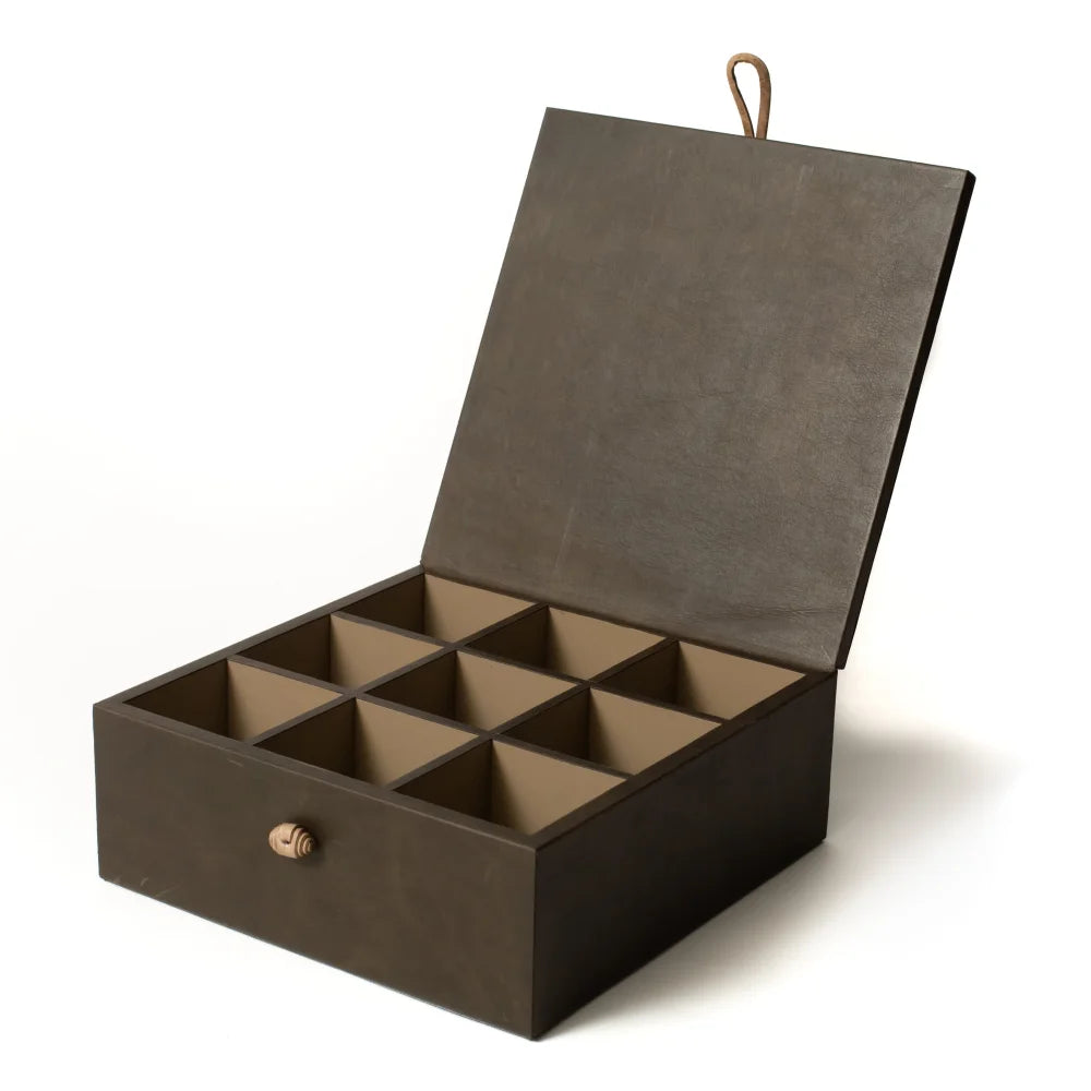 Caja de Té Nudo 9 Tapa de Piel o Con Vidrio - Piel / Moccha - Té
