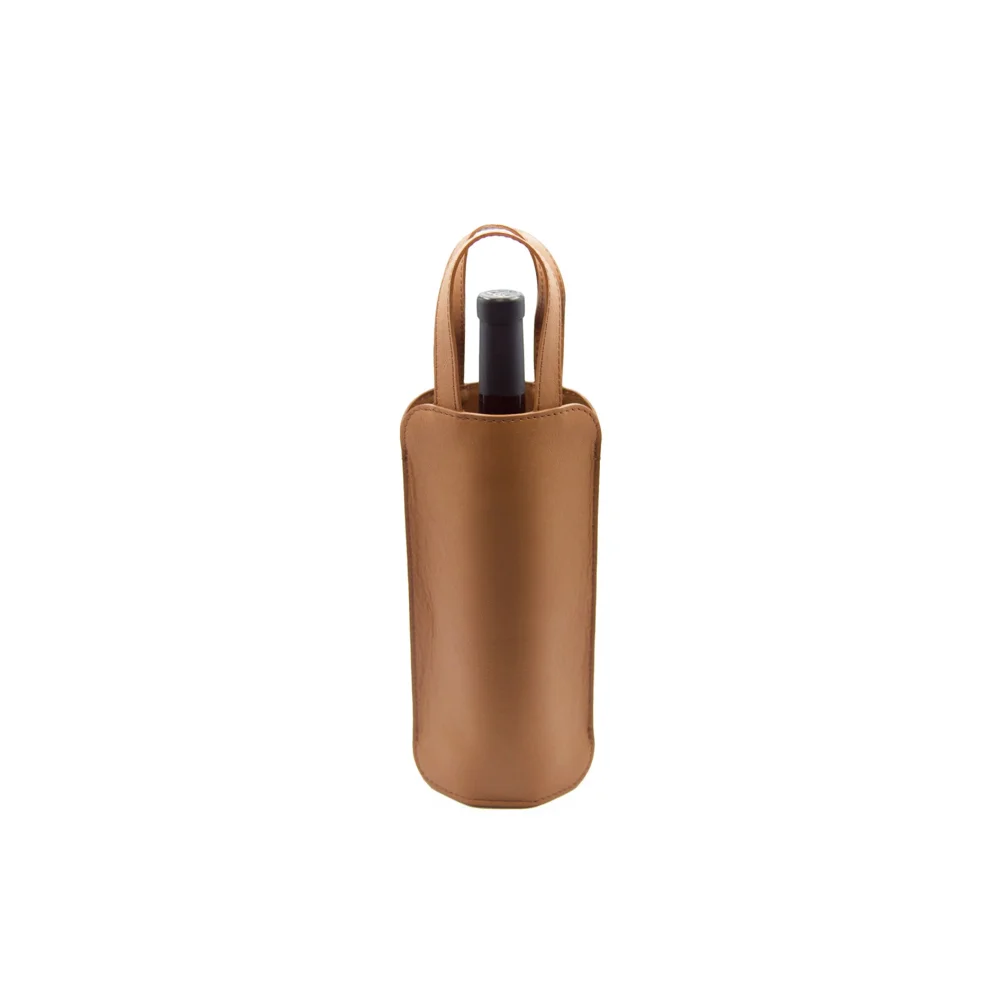 Porta Botellas Sencillo Piel - Capuchino - Vino