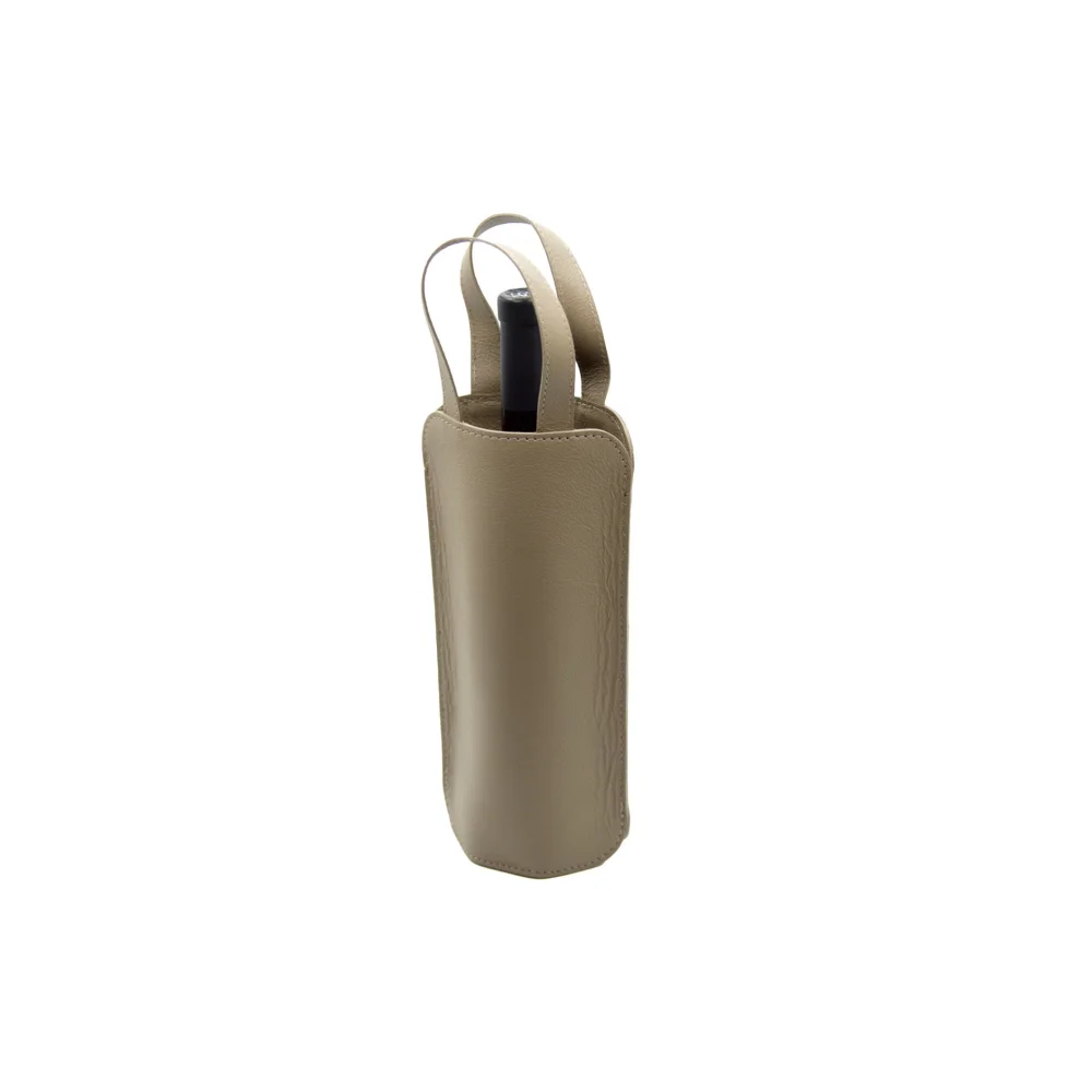 Porta Botellas Sencillo Piel - Taupe - Vino